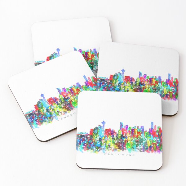 Artikelvorschau, Vancouver, Canada Skyline Watercolor Painting entworfen und verkauft von InkistPrints.