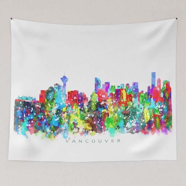Item preview, Vancouver, Canada Skyline Watercolor Painting designed and sold by InkistPrints.