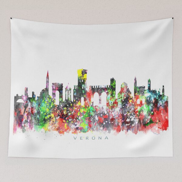 Item preview, Verona, Italy Skyline Watercolor Painting designed and sold by InkistPrints.