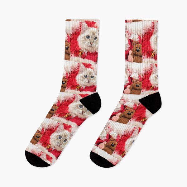 Item preview, Lynx ragdoll santa stocking Christmas kitten  designed and sold by Fluffycat2020.