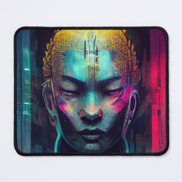 Item preview, Cyberpunk Buddha with neon colors designed and sold by pcusine.