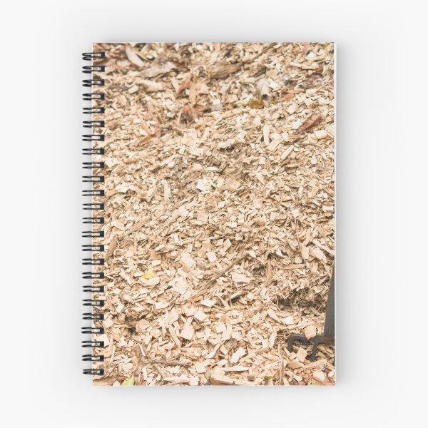 Item preview, Pile of sawdust wood chips background farm with metal rusty manure fork on left designed and sold by Nupu.