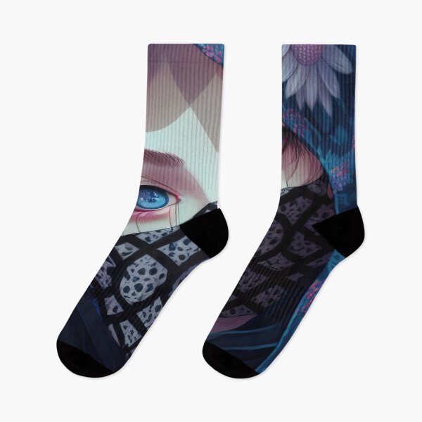 Item preview, Mysterious female anime character wearing a floral veil designed and sold by 100PercentOtaku.