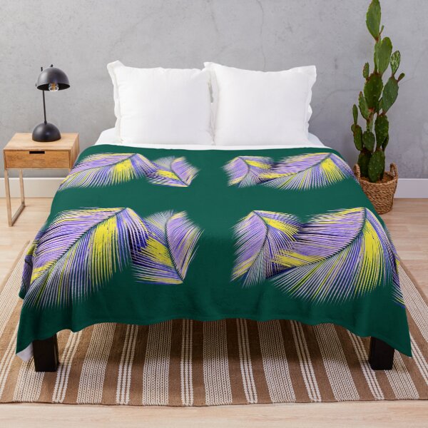 Item preview, Palmas azules, amarillas y blancas sobre fondo verde designed and sold by Happyoninside.