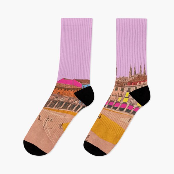 Item preview, nostalgic city view Burgos Plaza Mayor, sightseeing Spain designed and sold by Mauswohn.
