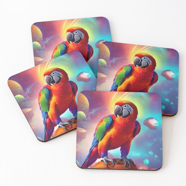 Item preview, Parrot Standing in the Galaxy on top of an Almond  designed and sold by winterswinner.