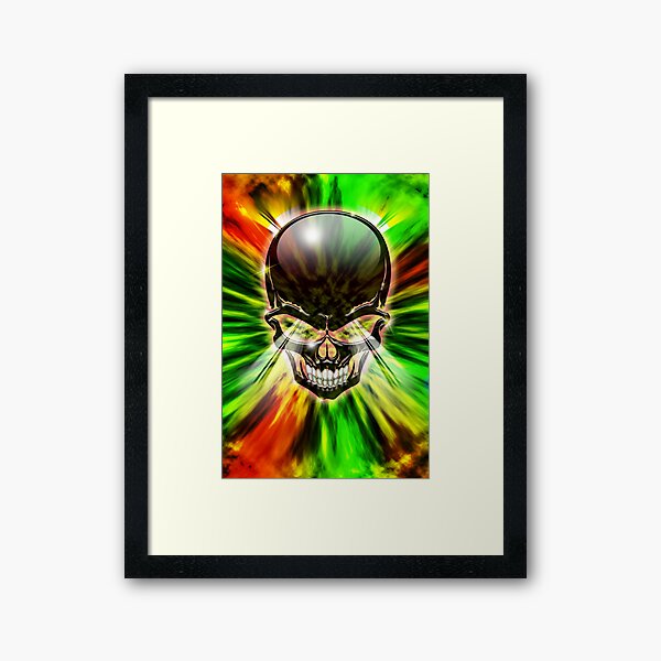 Crystal Skull on Psychedelic Flames Framed Art Print