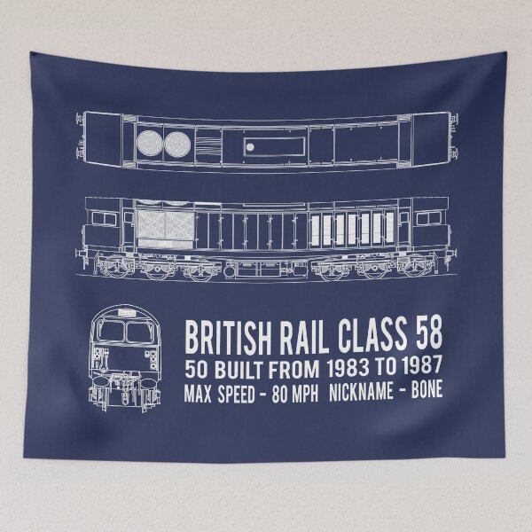 Item preview, British Rail Class 58 Train Bone Locomotive Blueprint Diagrams Gift designed and sold by Maljonic.