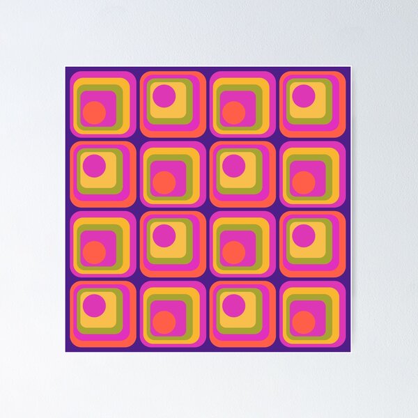 Item preview, Retro Geometric Gradient Square and Circle Pattern designed and sold by tonymagnerart.
