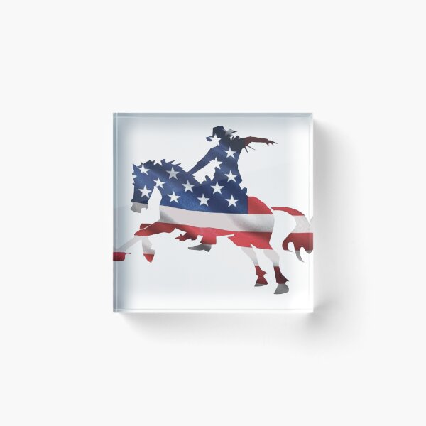 Item preview, Cowboy Righting American Flag Horse designed and sold by Rowena Jones.