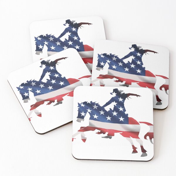 Item preview, Cowboy Righting American Flag Horse designed and sold by Rowena Jones.