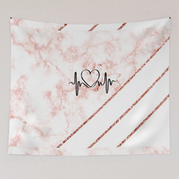 Item preview, Pink Marble Heartbeat Pattern Glitter Wallpaper designed and sold by Jolly-Yosei.