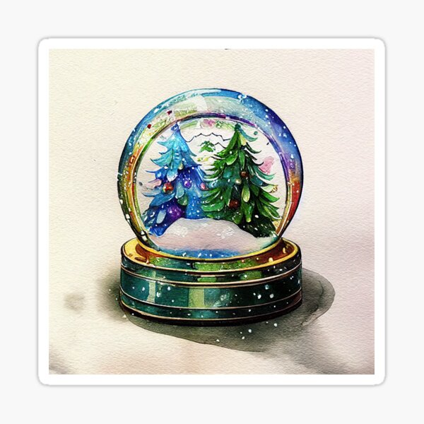 Item preview, A cute snow globe in watercolors  designed and sold by art8085.