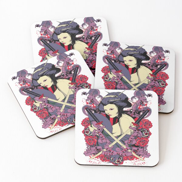 Item preview, geisha with crossed swords flourish designed and sold by TADYSHOP.