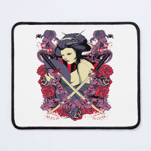 Item preview, geisha with crossed swords flourish designed and sold by TADYSHOP.