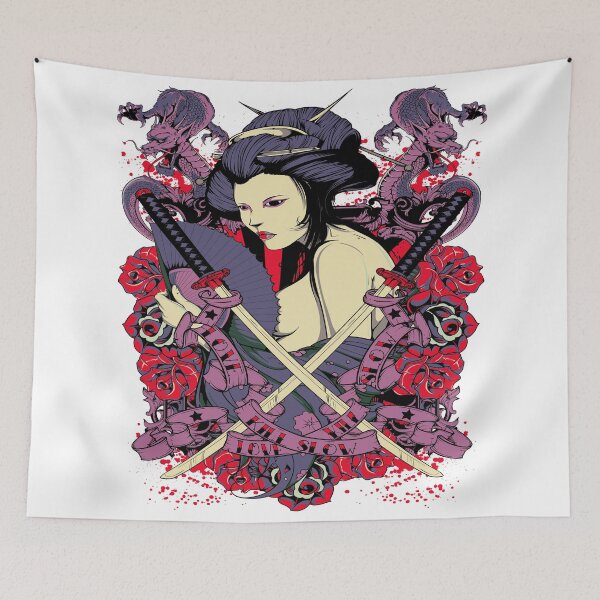 Item preview, geisha with crossed swords flourish designed and sold by TADYSHOP.