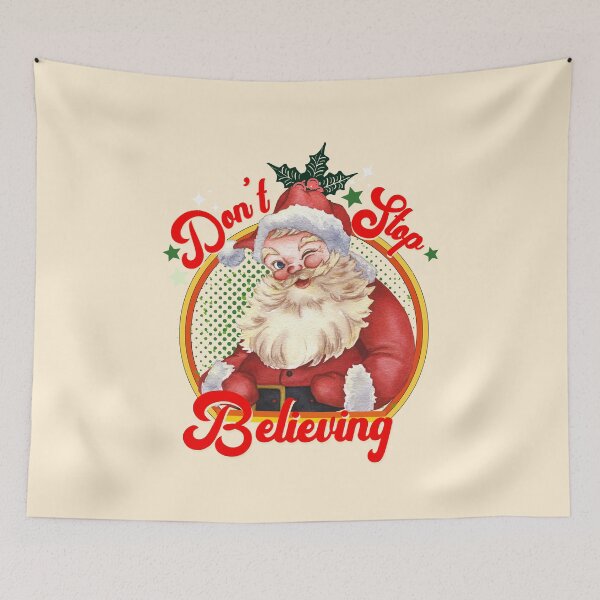 Item preview, Don’t stop believing  retro Christmas vintage designs designed and sold by ArtfulGiftShop.