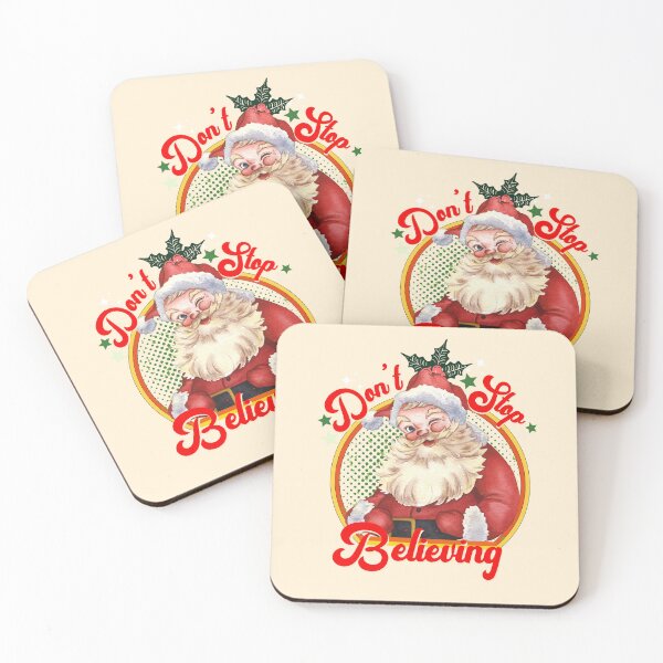 Item preview, Don’t stop believing  retro Christmas vintage designs designed and sold by ArtfulGiftShop.