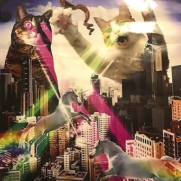 Psychedelic Cats, Unicorns and Octopus in a Big City Poster for Sale by  MorningFive