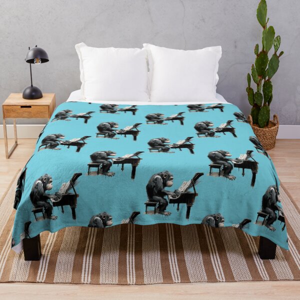 Item preview, Chimp Playing the Piano Print designed and sold by ThePurpleMelon.