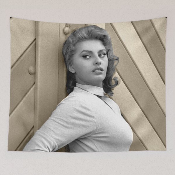 Item preview, Sophia Loren in front of a wooden door designed and sold by carmencuarzo.