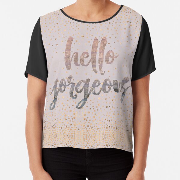 Hello Gorgeous Lilac Periwinkle Rose Gold Confetti Chiffon Top