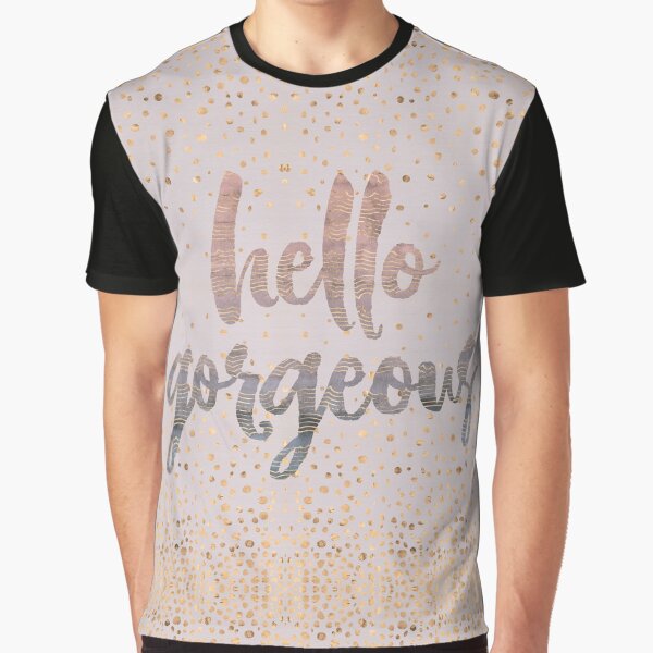Hello Gorgeous Lilac Periwinkle Rose Gold Confetti Graphic T-Shirt