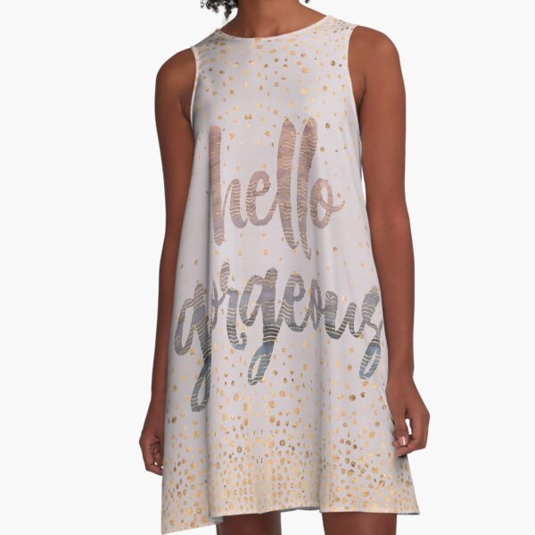Hello Gorgeous Lilac Periwinkle Rose Gold Confetti A-Line Dress