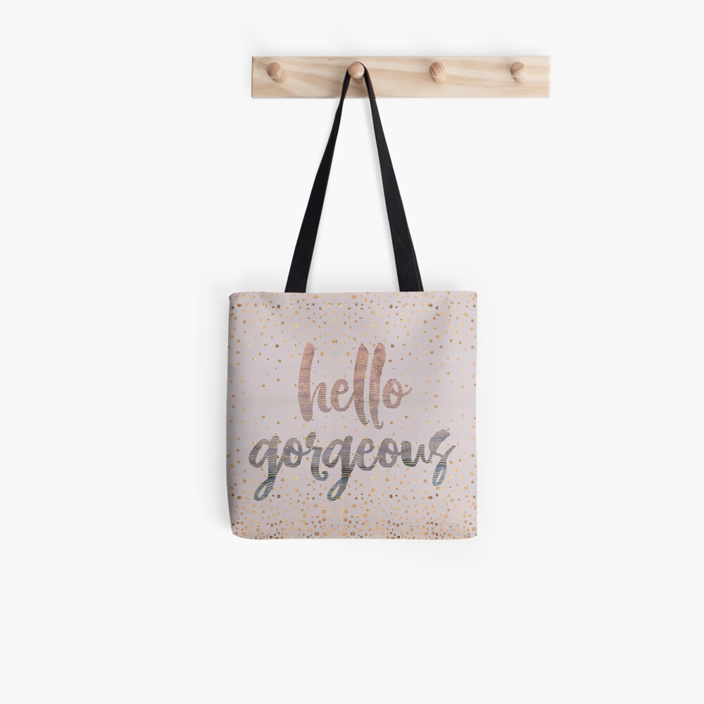 Hello Gorgeous Lilac Periwinkle Rose Gold Confetti Tote Bag