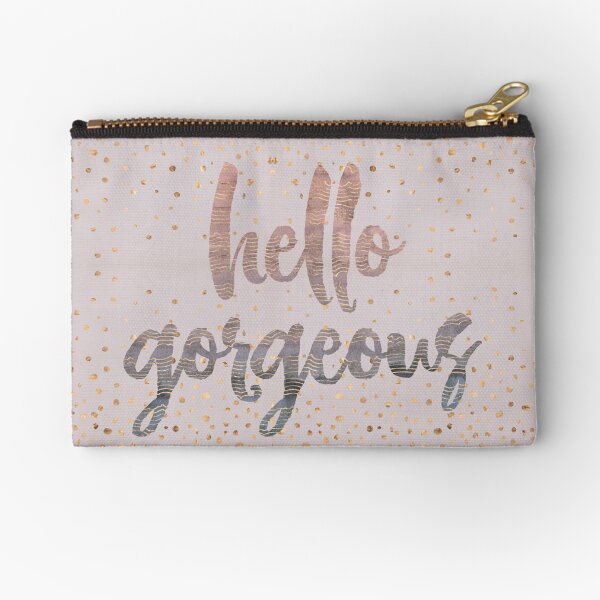 Hello Gorgeous Lilac Periwinkle Rose Gold Confetti Zipper Pouch