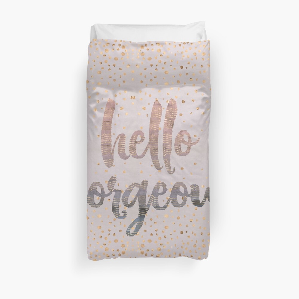 Hello Gorgeous Lilac Periwinkle Rose Gold Confetti Duvet Cover
