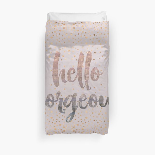 Hello Gorgeous Lilac Periwinkle Rose Gold Confetti Duvet Cover