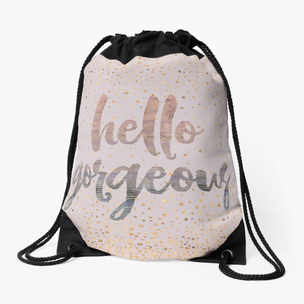 Hello Gorgeous Lilac Periwinkle Rose Gold Confetti Drawstring Bag