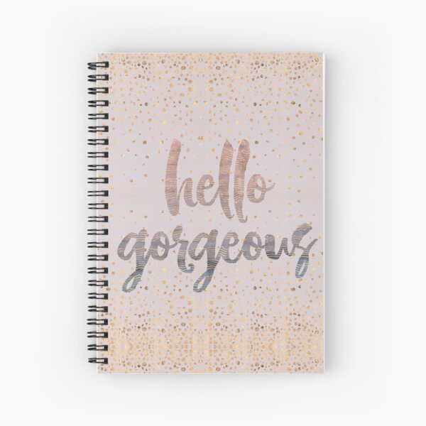 Hello Gorgeous Lilac Periwinkle Rose Gold Confetti Spiral Notebook