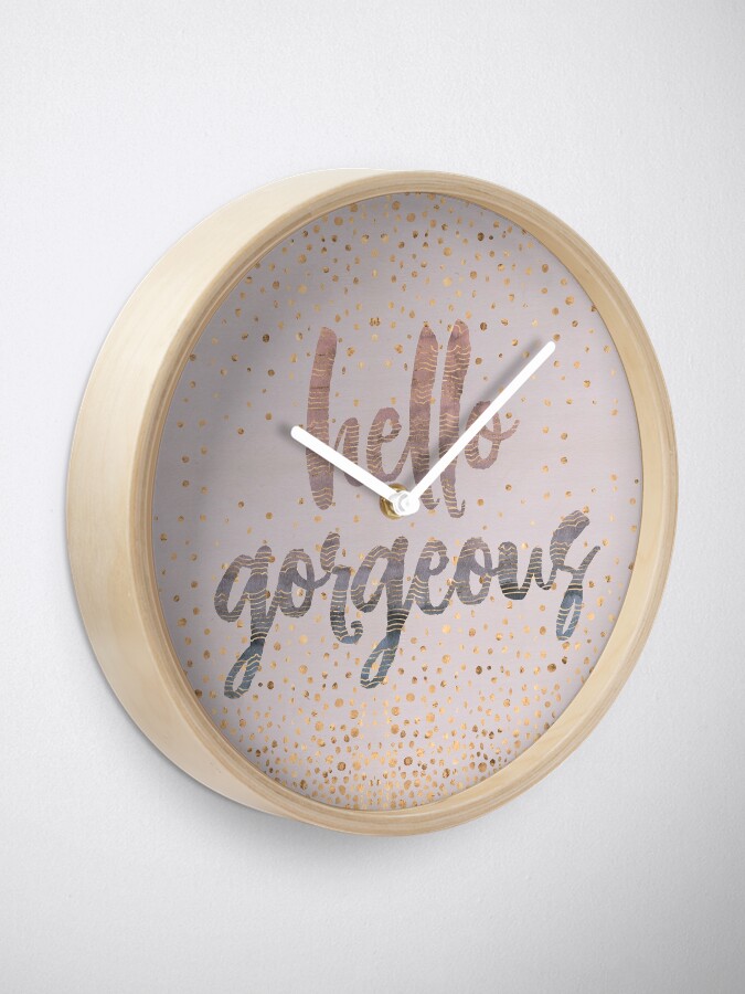 Alternate view of Hello Gorgeous Lilac Periwinkle Rose Gold Confetti Clock