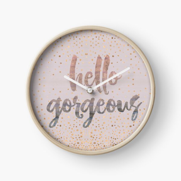 Hello Gorgeous Lilac Periwinkle Rose Gold Confetti Clock