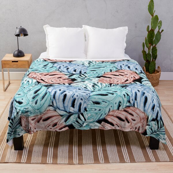 Item preview, Tropical Turquoise Blue Leaves Pattern Summer Nature designed and sold by Jolly-Yosei.