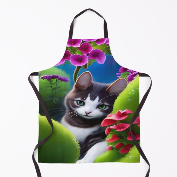 Item preview, Kitten Black and White Leaning Against Hillside ln Petunia Botanical Garden designed and sold by deniselynnimage.