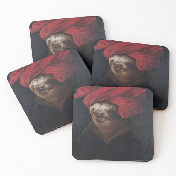 Item preview, Portrait of a Sloth in a Red Turban - Sloth Portrait designed and sold by Furry And Purry.