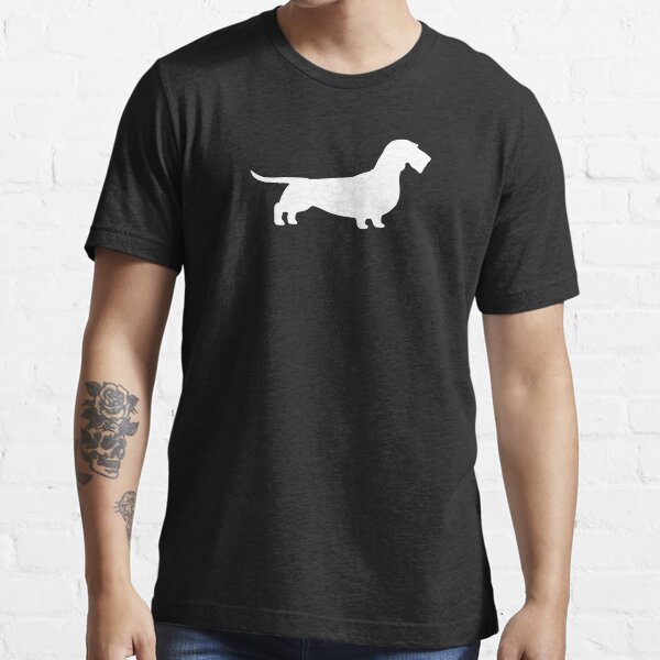 "Wire Haired Dachshund White Wiener Dog Silhouette(s)" Tshirt for Sale