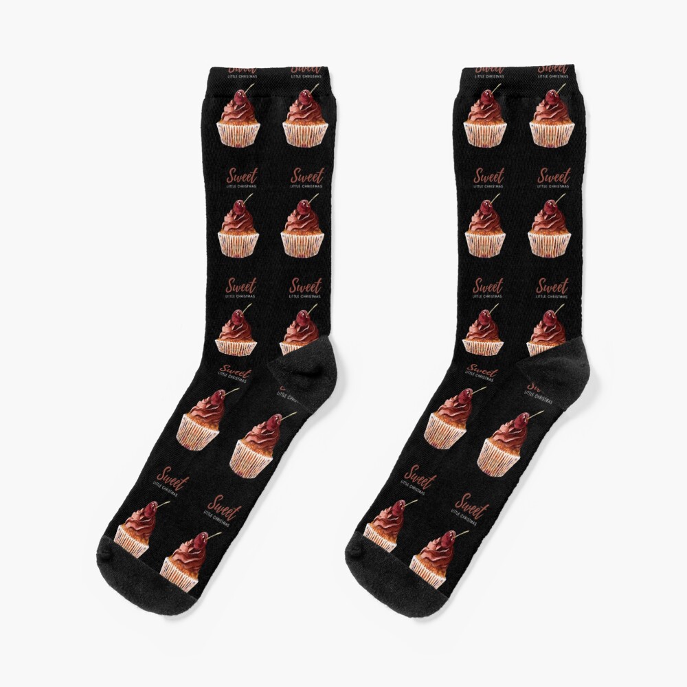 Sweet Little Christmas Cupcake with cherry on top Socks