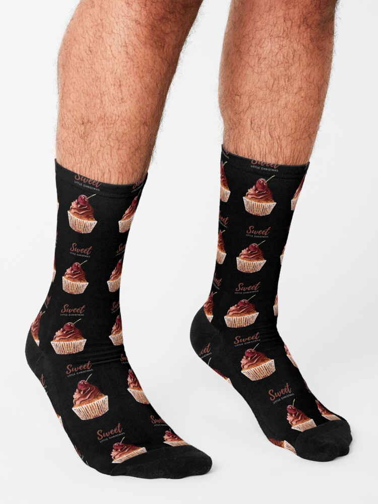 Alternate view of Sweet Little Christmas Cupcake with cherry on top Socks