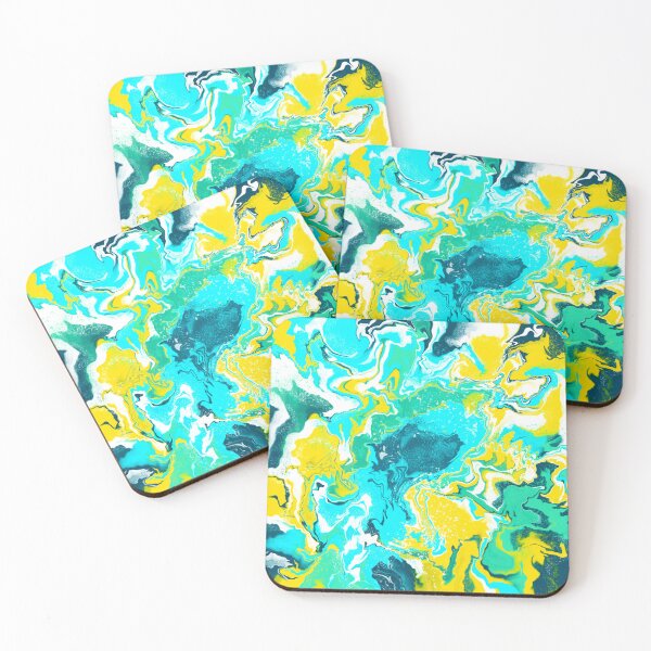 Item preview, Teal blue shock waves acrylic pour designed and sold by BeccaDoodles.