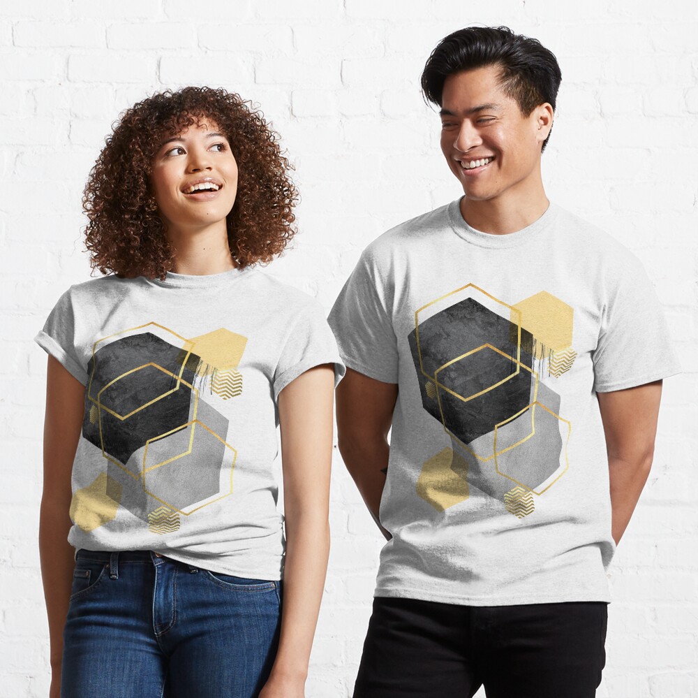 Black and Gold Geometric Classic T-Shirt