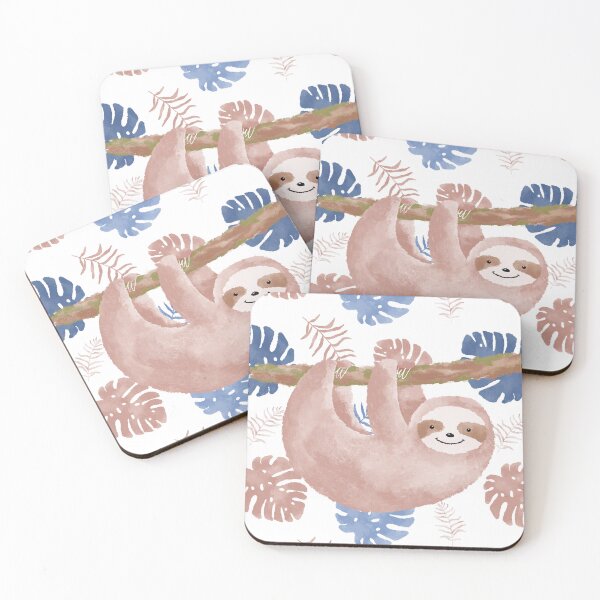 Item preview, Watercolor sloth and tropical leaves designed and sold by Aleksse.