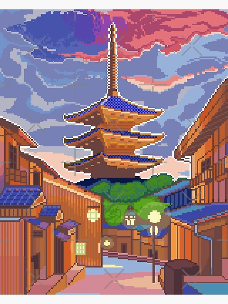 Poster Templo Japonês (Pixel Art) de Interprete-Me - Colab55