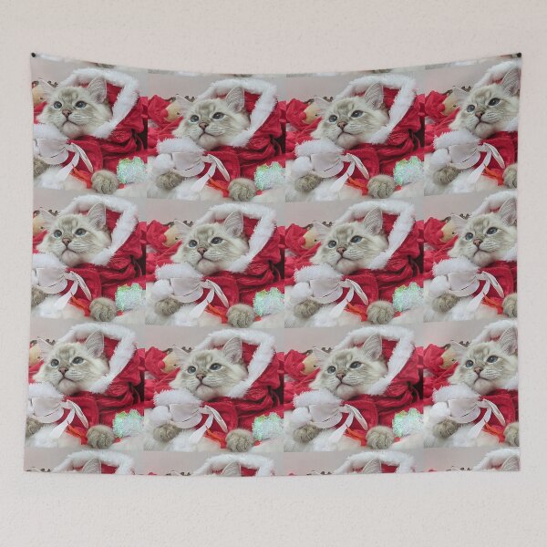 Item preview, Lynx ragdoll santa stocking Christmas kitten  designed and sold by Fluffycat2020.