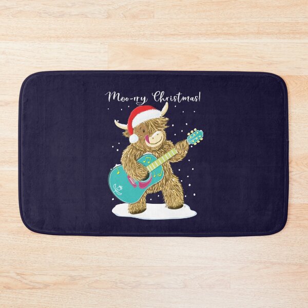 Item preview, Scottish Highland Cow Plays Guitar At Christmas designed and sold by brodyquixote.
