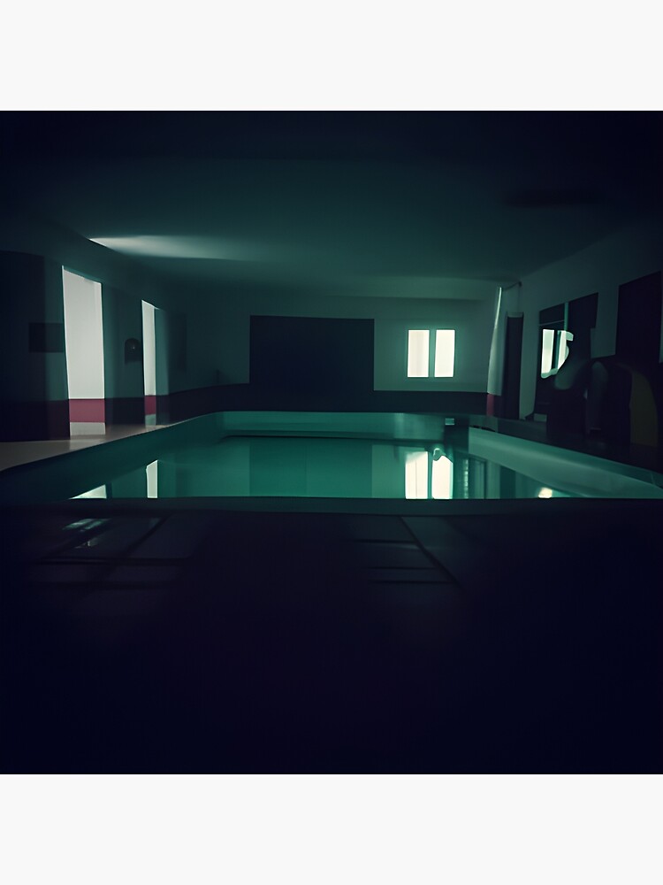 KREA - Creepy, Eerie photo of a liminal space room with large pool filled  with water, backrooms, 4K