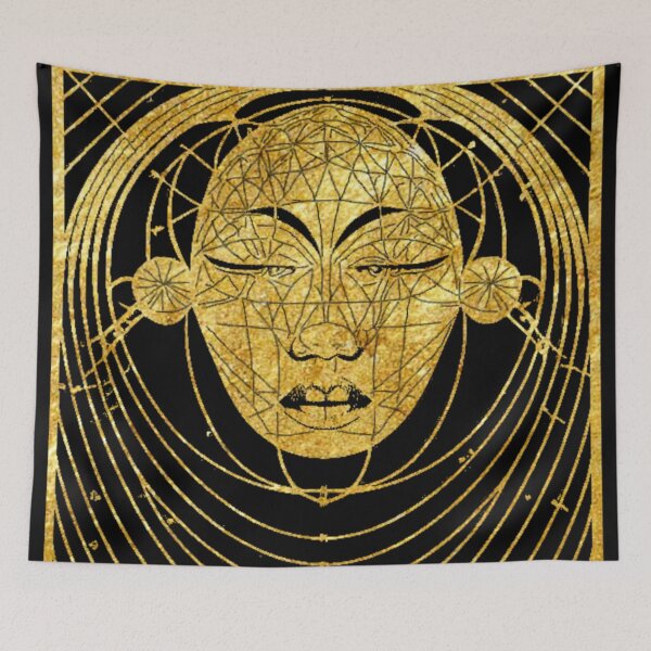 Item preview,  Retrato de rastas africanas geométricas de oro sagrado designed and sold by LocFestNYC.